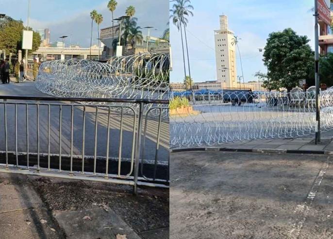 File image of a barricaded road in Nairobi CBD